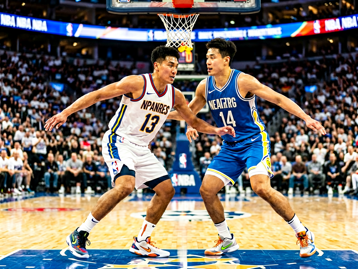 NBA赛季专题：篮球赛场球员对抗瞬间，呈现NBA联赛激烈竞技场面